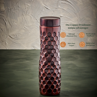 Copper Water Bottle - Dark Honeycomb